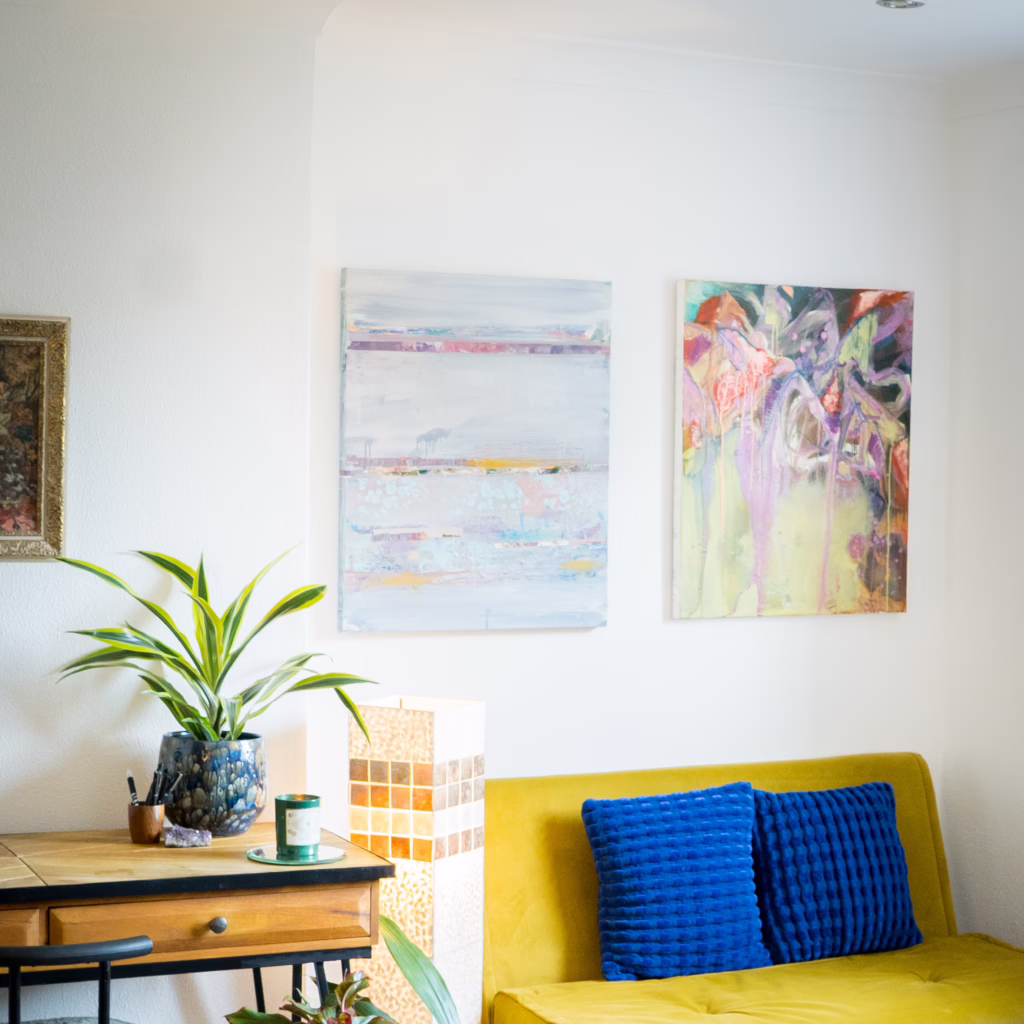 Two paintings on wall